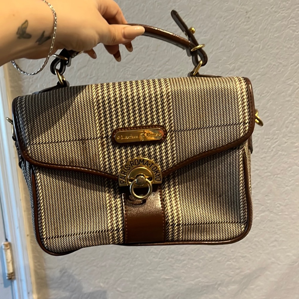 Very classic vintage “Leather Paris” shoulder bag w/ long strap
